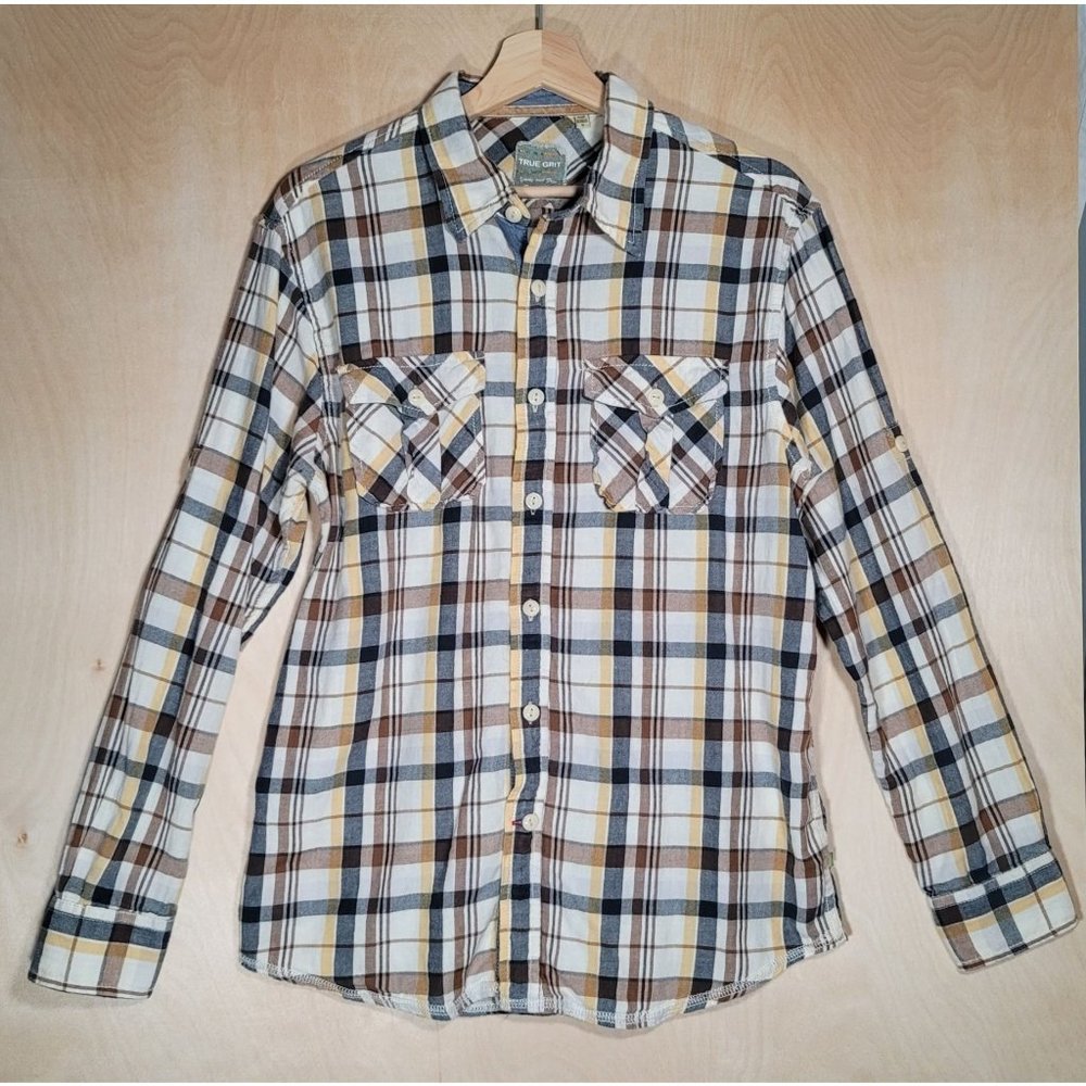 True Grit Button Up Plaid Flannel Men's Small